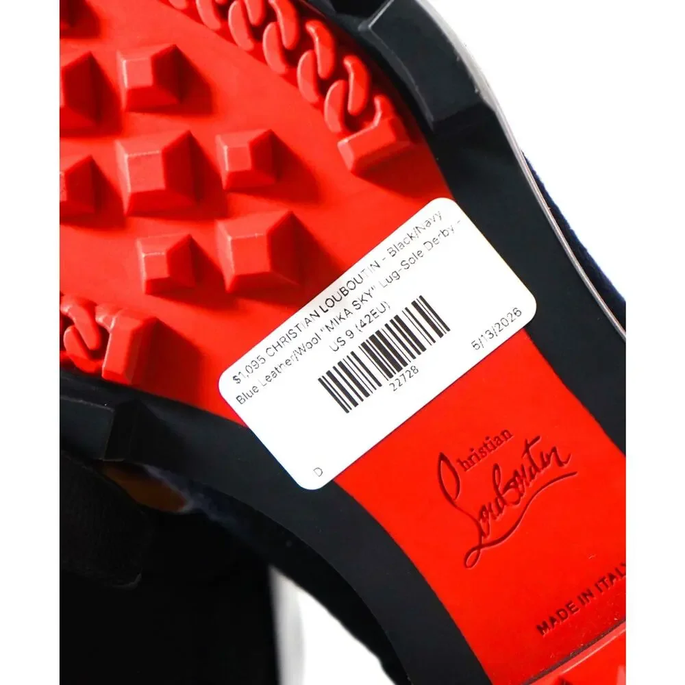 $1,095 LOUBOUTIN - Black/Navy Leather/Wool 